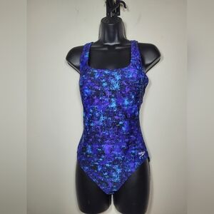 NWOT Speedo Purple and Blue Racerback One Piece Swim sz 10
